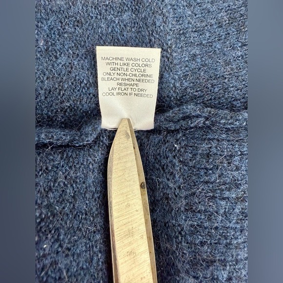 Peyton Primrose Blue White Gray Open Front Hoodie Sweater Cardigan Knit Size L - Picture 5 of 8